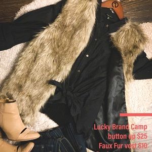 Lucky brand black button up & vest